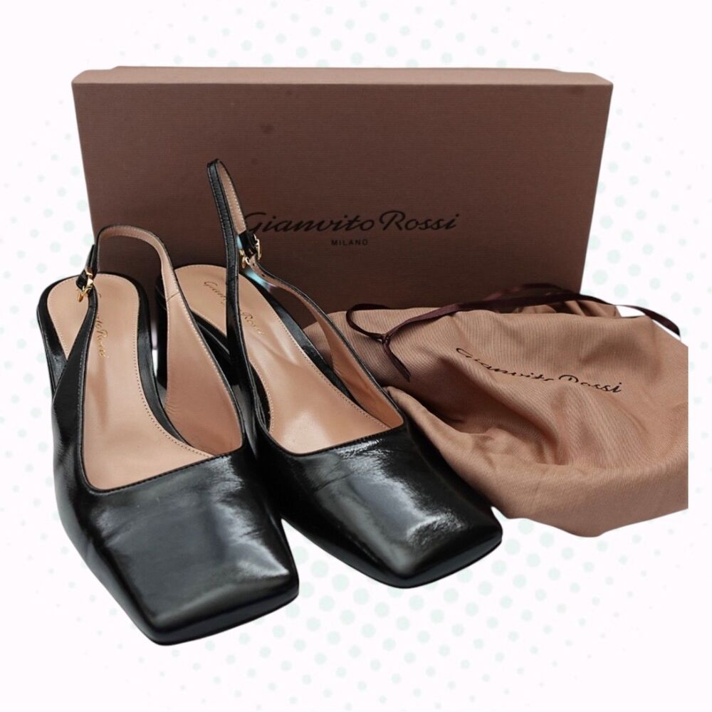 Gianvitto Rossi Freeda Black Slingback Heels Size EU 39 (w/ OG Box & Dust Bag)